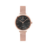 Montre Pierre Lannier femme acier doré rose bracelet maille milanaise - vue 1