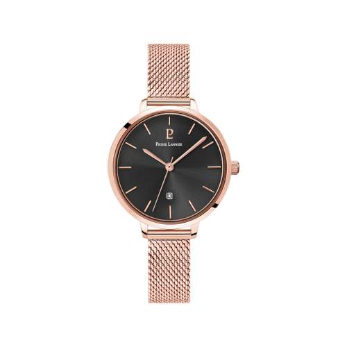 Montre Pierre Lannier femme acier doré rose bracelet maille milanaise