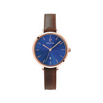 Montre Pierre Lannier femme acier doré rose bracelet cuir marron - vue 1