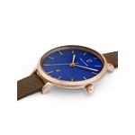 Montre Pierre Lannier femme acier doré rose bracelet cuir marron - vue 2