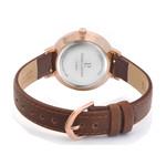 Montre Pierre Lannier femme acier doré rose bracelet cuir marron - vue 3