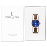 Montre Pierre Lannier femme acier doré rose bracelet cuir marron - vue D2