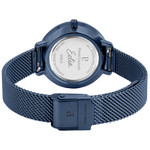 Pierre Lannier women's pink gold stainless steel watch with blue Milanese mesh bracelet - view 3