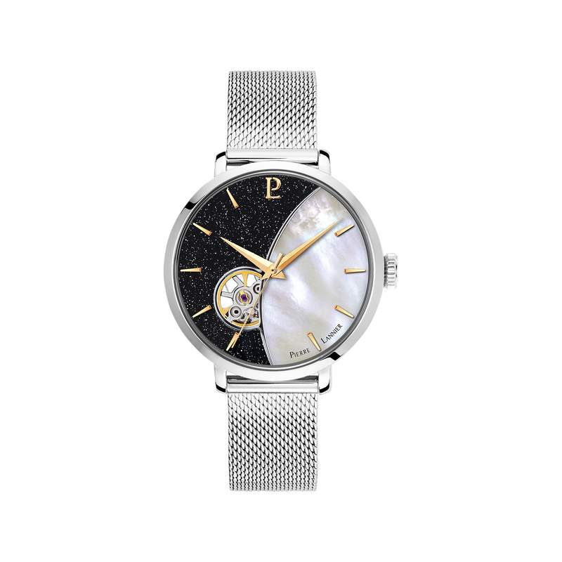 Montre Pierre Lannier femme automatique acier bracelet maille milanaise - vue 1