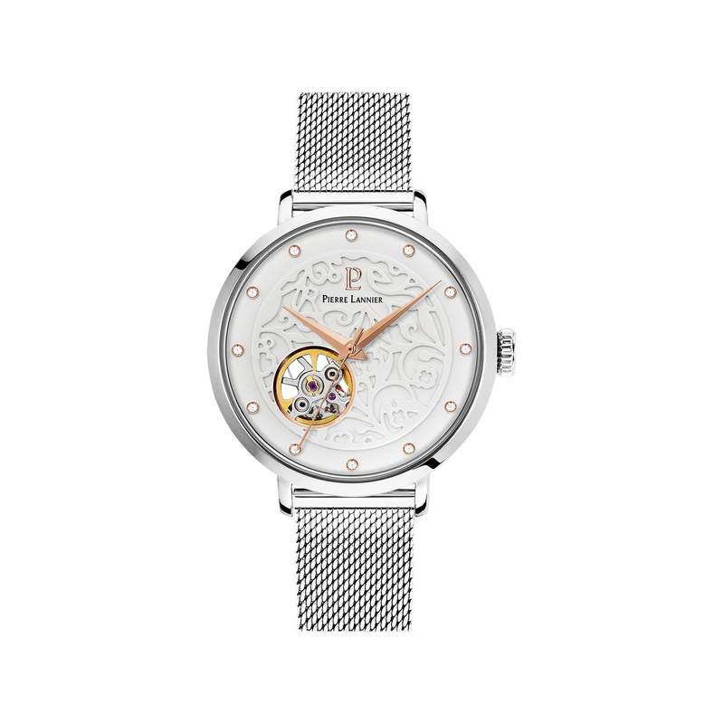 Montre Pierre Lannier femme automatique acier bracelet maille milanaise - vue 1