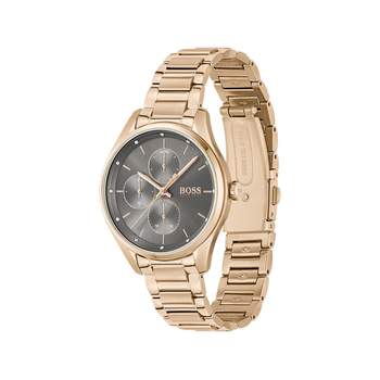 Multifunctioneel Boss-horloge voor dames, roségoudkleurig staal