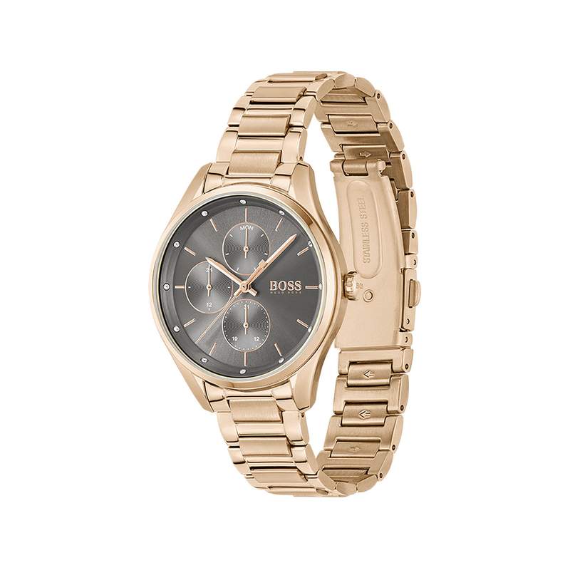 Montre Boss femme multifonction acier doré rose - vue 2