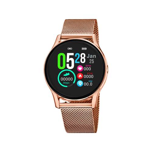 Montre Lotus connectée femme acier doré rose