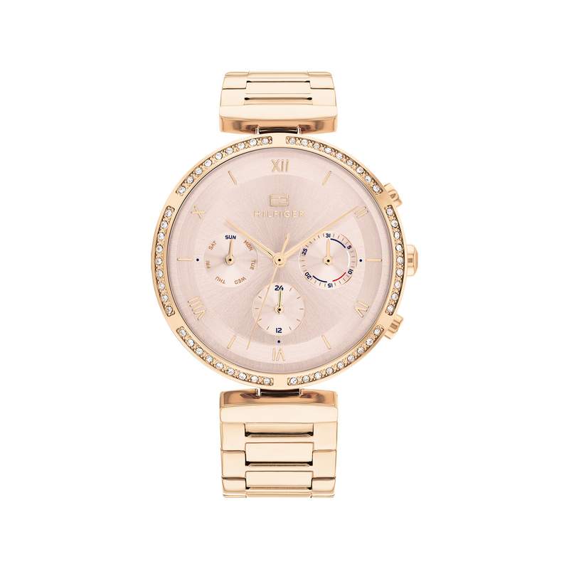 Montre Tommy Hilfiger femme acier doré rose - vue 1