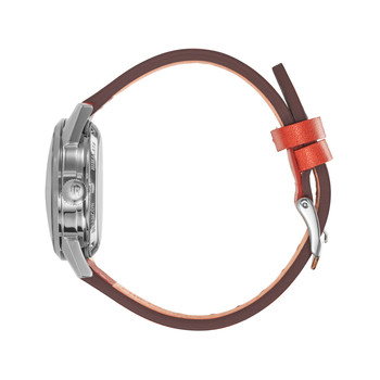 Lip dameshorloge van automatisch roestvrij staal met oranje leren band