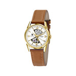 Montre Lip femme automatique acier bracelet cuir marron - vue 1