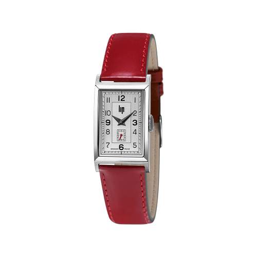 Montre Lip femme acier bracelet cuir vernis rouge