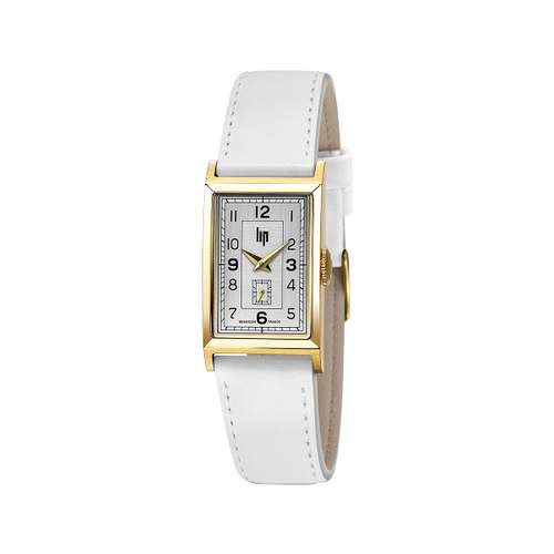 Montre Lip femme acier bracelet cuir vernis blanc