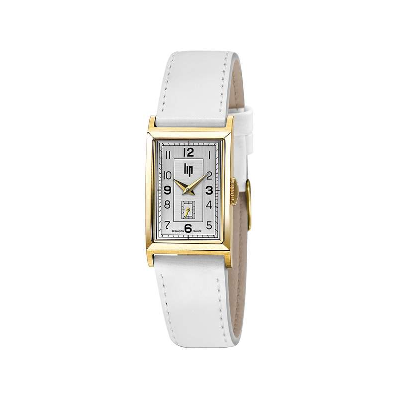 Montre Lip femme acier bracelet cuir vernis blanc - vue 1