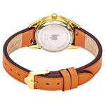 Montre Lip femme acier doré bracelet cuir orange - vue 3