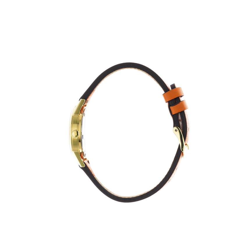 Montre Lip femme acier doré bracelet cuir orange - vue 4