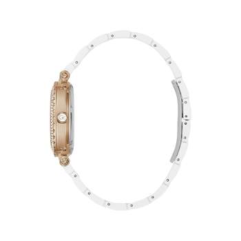 Guess Co women's watch in rose gold-plated steel with white ceramic bracelet