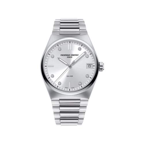 Montre Frédérique Constant femme acier bracelet caoutchouc