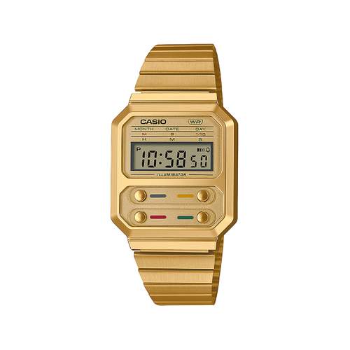Montre Casio mixte résine doré bracelet acier doré jaune