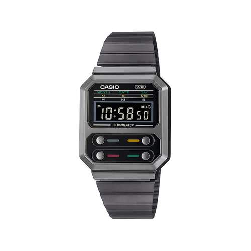 Montre Casio mixte résine gris bracelet acier gris