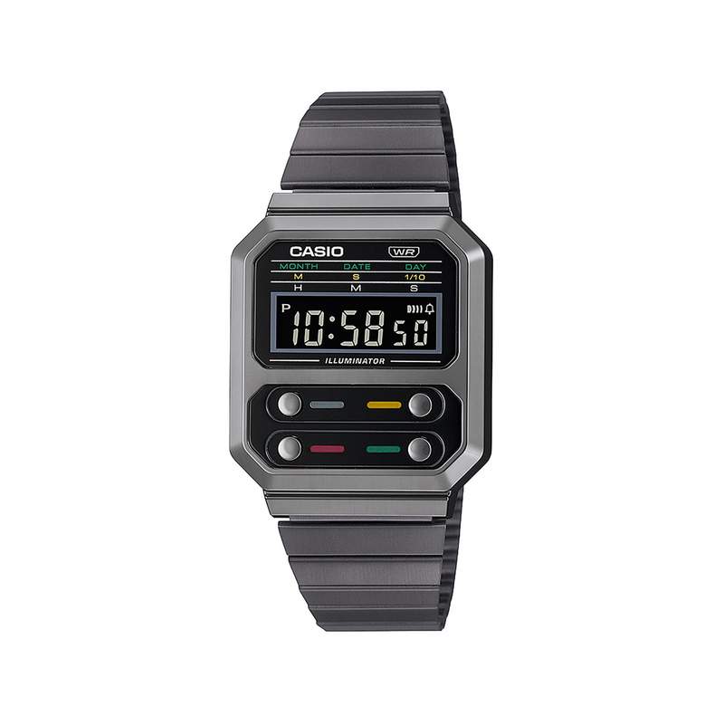 Montre Casio mixte résine gris bracelet acier gris - vue 1