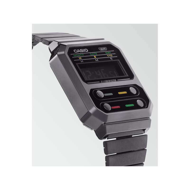 Montre Casio mixte résine gris bracelet acier gris - vue 2