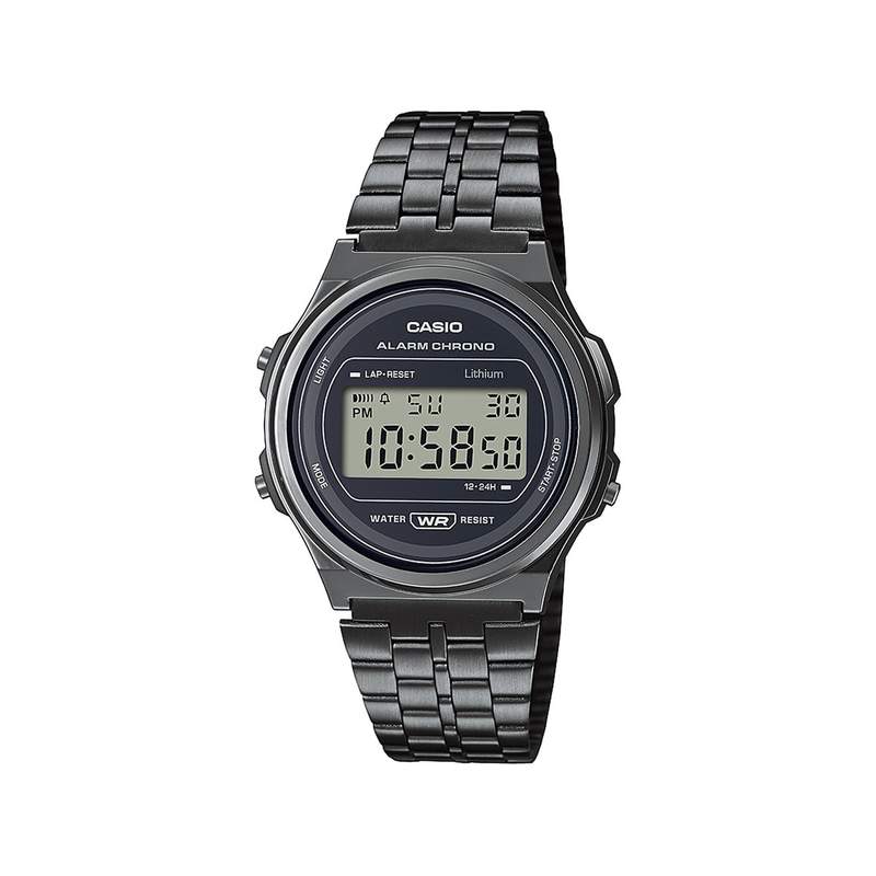 Montre Casio mixte résine gris bracelet acier gris - vue 1