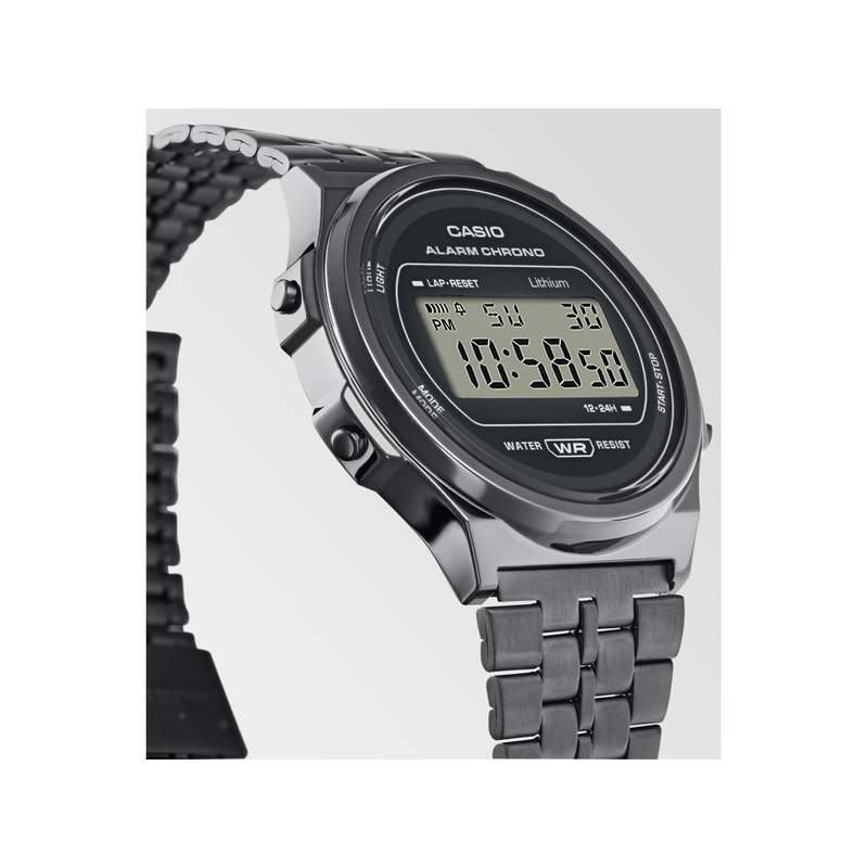 Montre Casio mixte résine gris bracelet acier gris - vue 2
