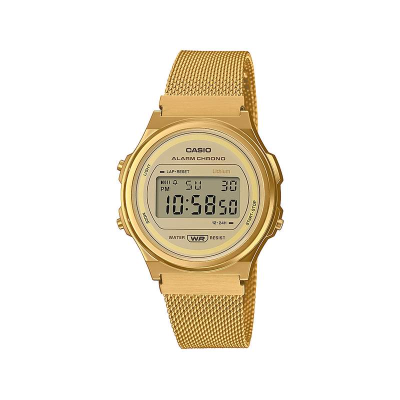 Montre Casio mixte résine doré bracelet acier doré - vue 1