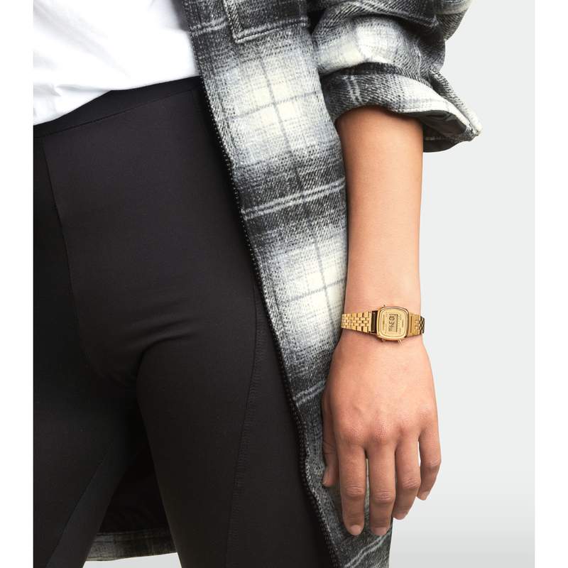 Casio women's gold resin watch with gold steel bracelet - view worn 1