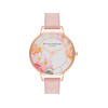 Montre Olivia Burton femme acier doré rose bracelet cuir rose - vue V1