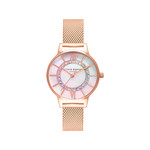 Montre Olivia Burton femme acier doré rose bracelet maille milanaise - vue 1