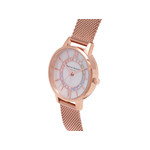 Montre Olivia Burton femme acier doré rose bracelet maille milanaise - vue 2