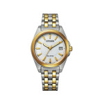 Montre Citizen femme Eco Drive acier bicolore jaune - vue 1