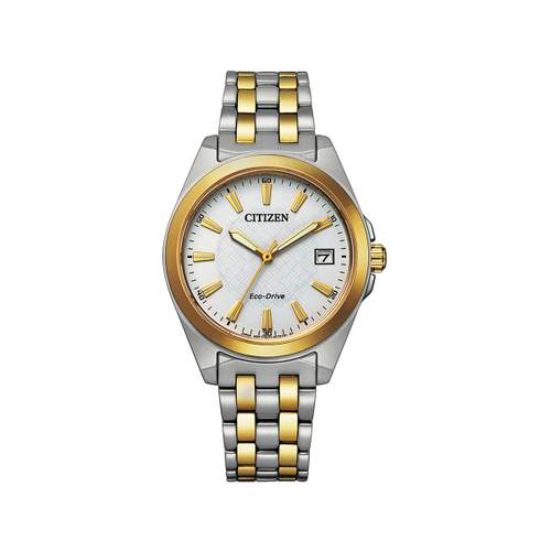 Citizen dameshorloge Eco Drive tweekleurig staal geel