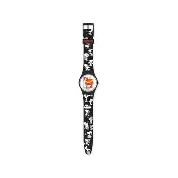 Swatch-horloge voor dames en heren van biologisch afbreekbare materialen, zwart, met Peanuts-motieven