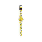 Montre Swatch mixte matériaux biosourcés jaunes motif Peanuts - vue 3