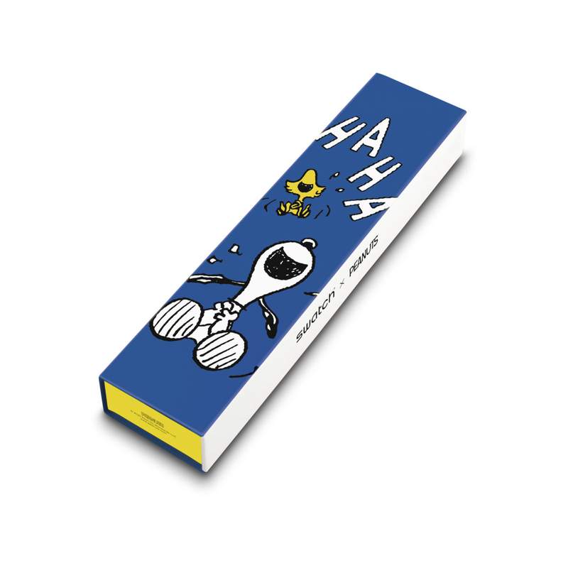 Montre Swatch mixte matériaux biosourcés bleus motif personnages Peanuts - vue 4