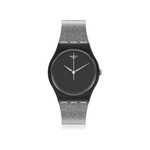 Montre Swatch mixte matériaux biosourcés noir bracelet silicone noir - vue 1