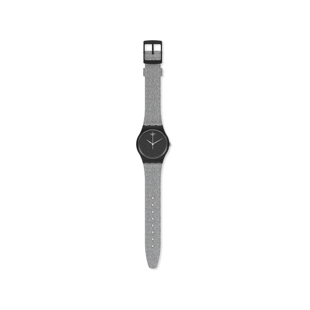 Montre Swatch mixte matériaux biosourcés noir bracelet silicone noir - vue 3