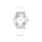 Montre Swatch mixte matériaux biosourcés bracelet silicone blanc - vue 1