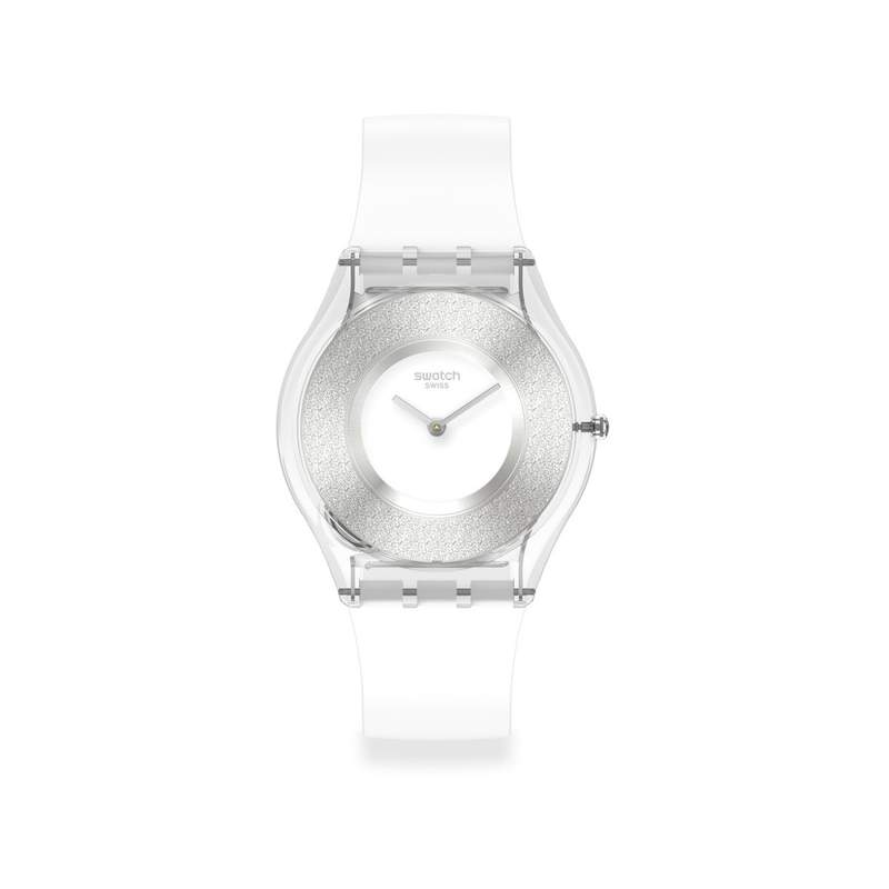 Montre Swatch mixte matériaux biosourcés bracelet silicone blanc - vue 1