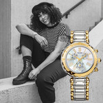 Montre Balmain femme acier bicolore jaune - vue porté 1