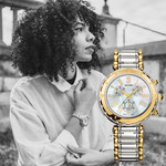 Montre Balmain femme acier bicolore jaune - vue porté 2