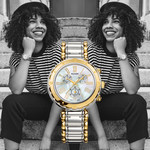 Montre Balmain femme acier bicolore jaune - vue porté 3