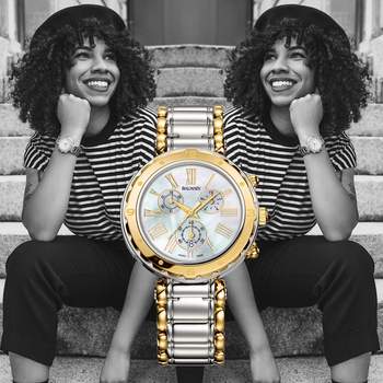 Balmain women's two-tone yellow steel watch