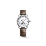 Montre Longines femme automatique acier bracelet cuir taupe - vue 1
