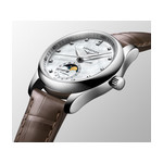 Montre Longines femme automatique acier bracelet cuir taupe - vue 2