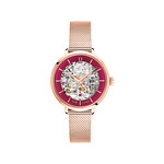 Montre Pierre Lannier femme automatique acier doré rose maille milanaise - vue 1