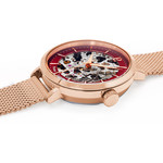 Montre Pierre Lannier femme automatique acier doré rose maille milanaise - vue 2